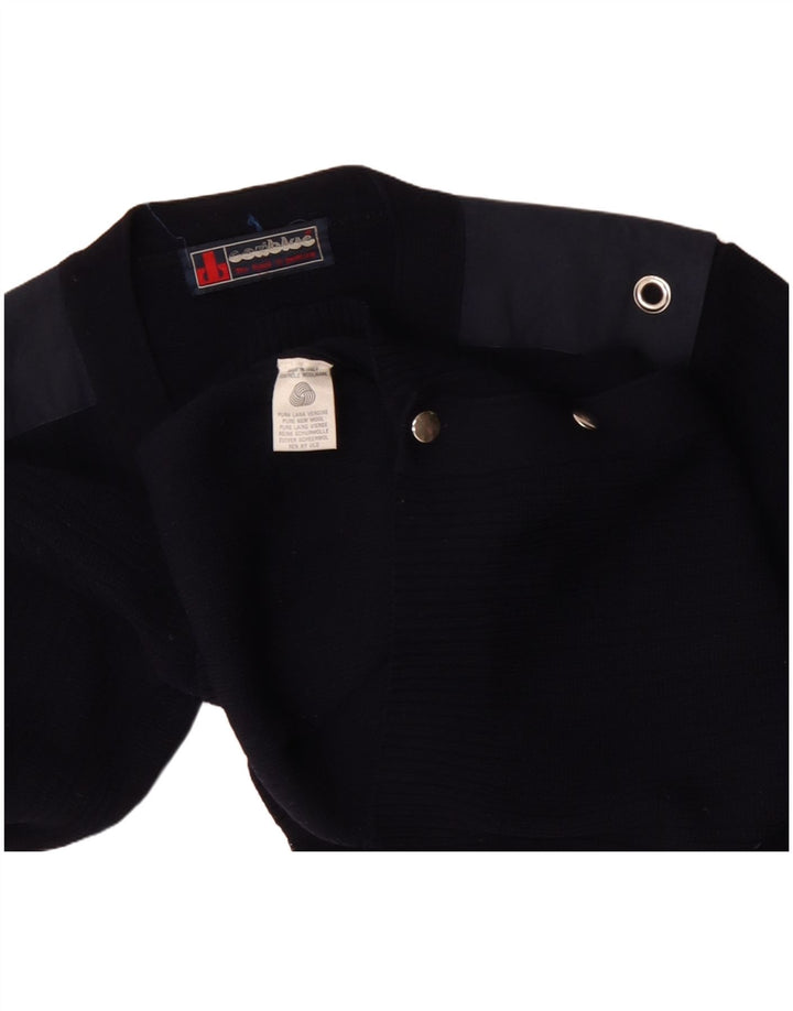 Pulover Cardigan Vintage pentru bărbați Lână bloc de culoare albastru bleumarin mediu