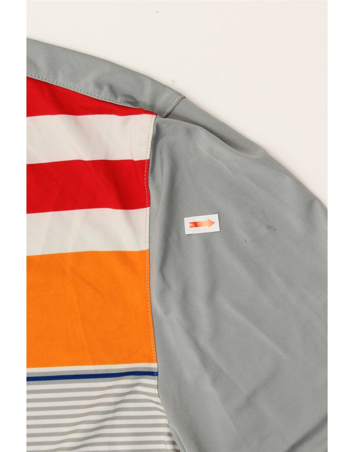 Tricou polo cu grafic PUMA pentru băieți 13-14 ani, gri cu dungi
