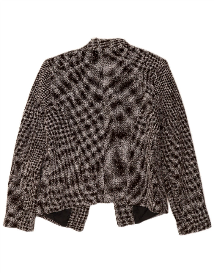 Topshop Jachetă Blazer deschisă pentru femei UK 10 Small Black Check Bumbac