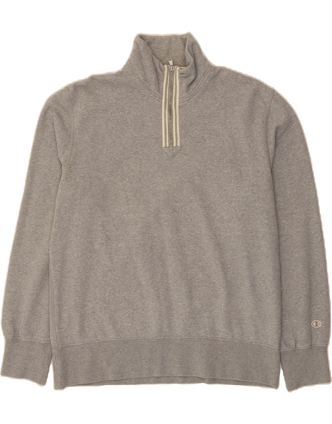 CHAMPION Mens Zip Neck Sweatshirt Jumper 2XL Grey Cotton Vintage Champion and Second-Hand Champion from Messina Hembry 
