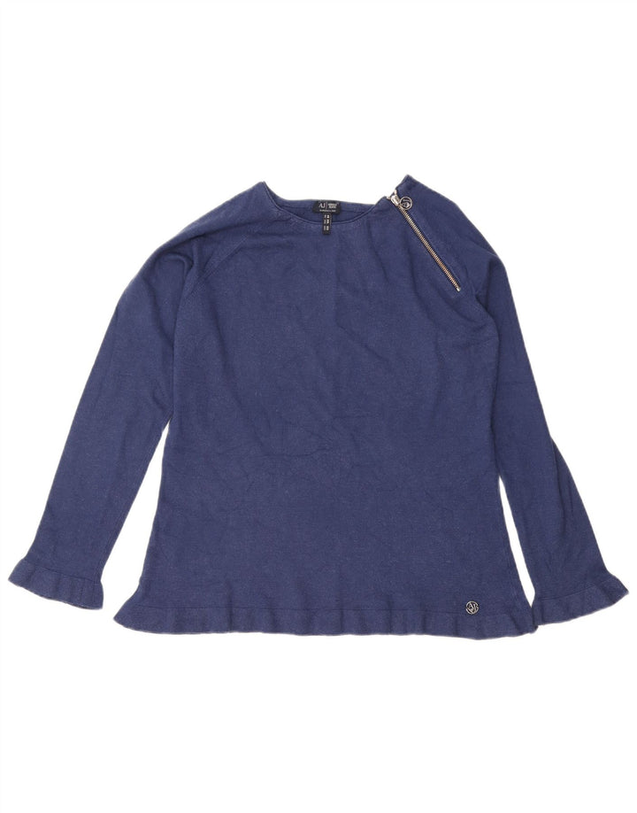 ARMANI Pulover de damă cu fermoar și gât EU 48 2XL Bleumarin