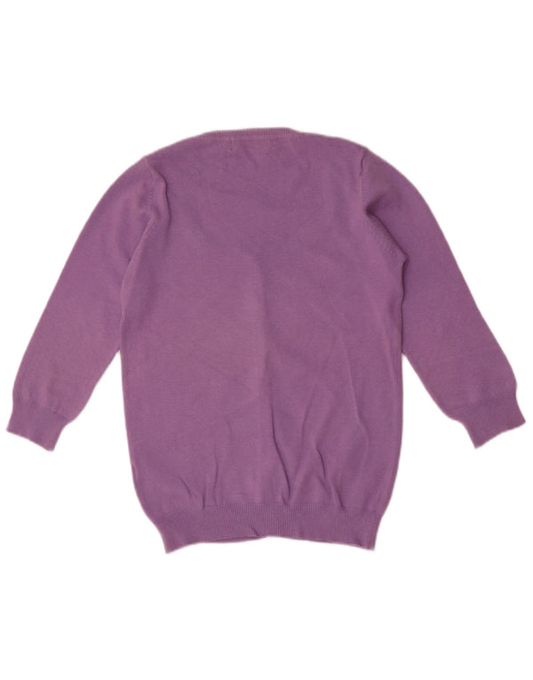 Pulover cardigan pentru femeie Zara cu mâneci 3/4 UK 8 Bumbac violet mic