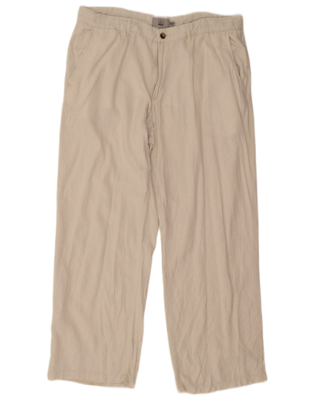 Pantaloni chino obișnuiți, drepti, pentru bărbați, Marks & Spencer, W38 L31, alb