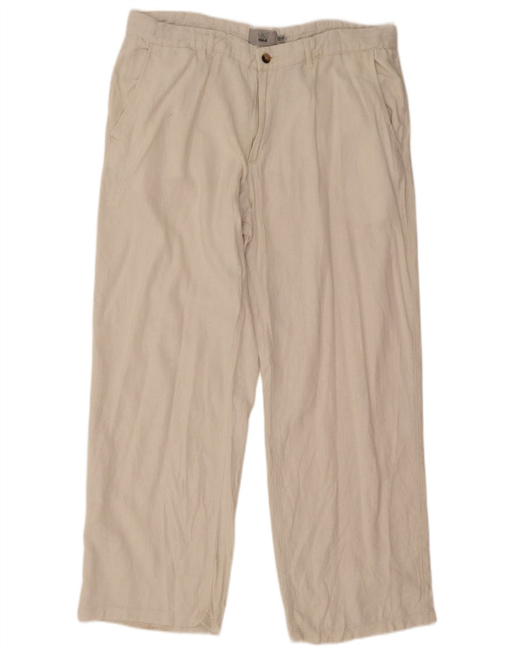 Pantaloni chino obișnuiți, drepti, pentru bărbați, Marks & Spencer, W38 L31, alb