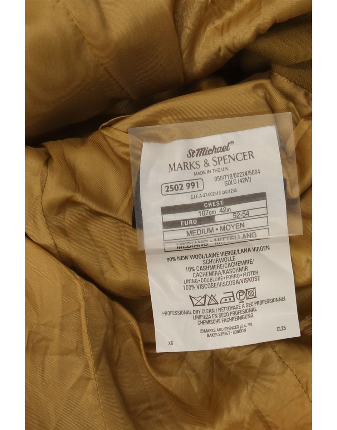 Jachetă pentru bărbați Marks & Spencer, cu 3 nasturi, UK 42 XL Kaki Lână