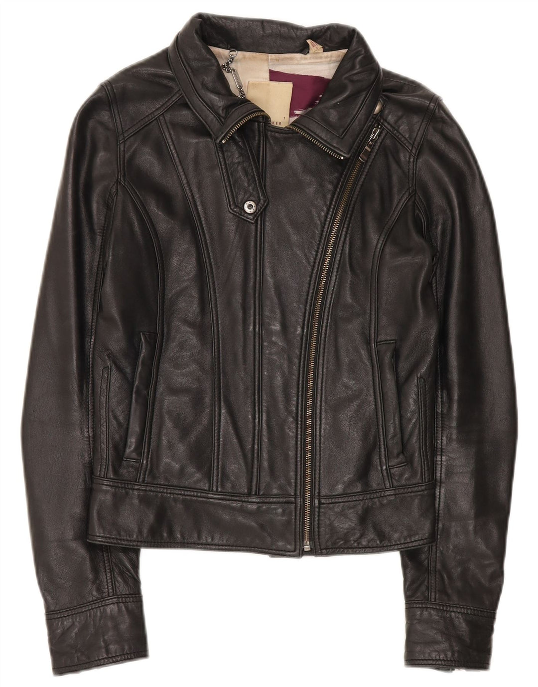 Jachetă motociclist din piele crop pentru femei Ted Baker Mărimea 1 XS piele neagră