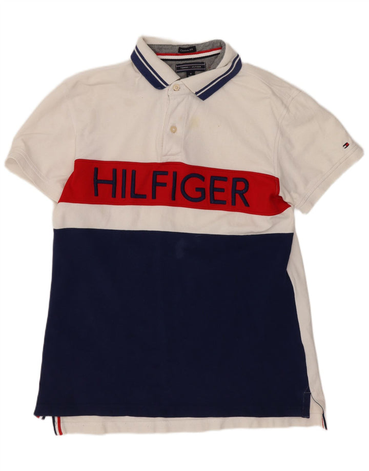 Tricou polo Tommy Hilfiger pentru bărbați, cu croială personalizată, alb mediu, bloc de culoare