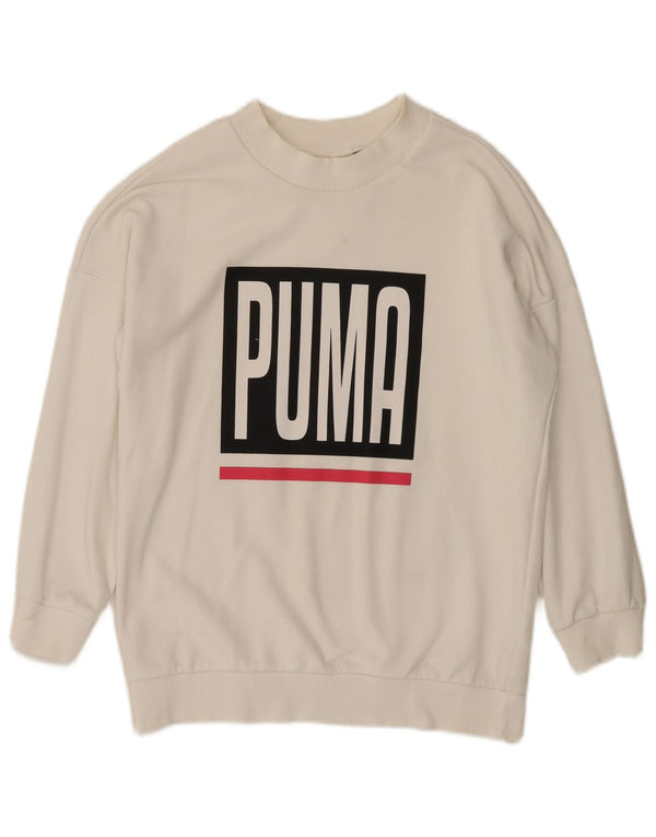 Pulover pentru femei Puma Graphic Loose Fit, UK 10 Bumbac alb mic