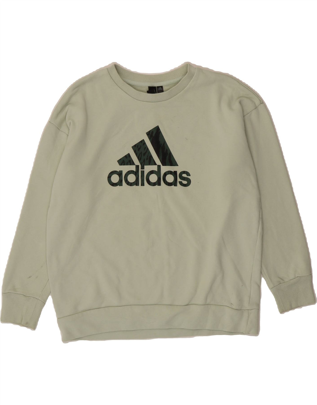 ADIDAS Womens Oversized Graphic Sweatshirt Jumper UK 8/10 Small Green Vintage Adidas and Second-Hand Adidas from Messina Hembry 