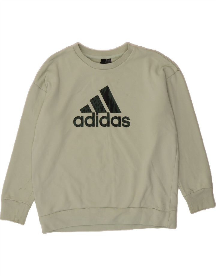 ADIDAS Womens Oversized Graphic Sweatshirt Jumper UK 8/10 Small Green Vintage Adidas and Second-Hand Adidas from Messina Hembry 
