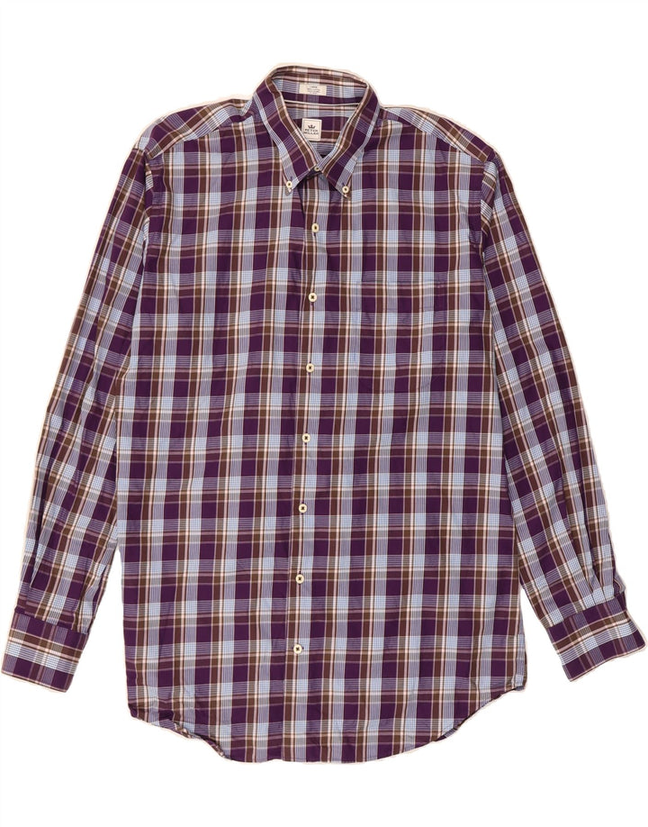 PETER MILLAR Mens Shirt Large Purple Check Cotton Vintage Peter Millar and Second-Hand Peter Millar from Messina Hembry 