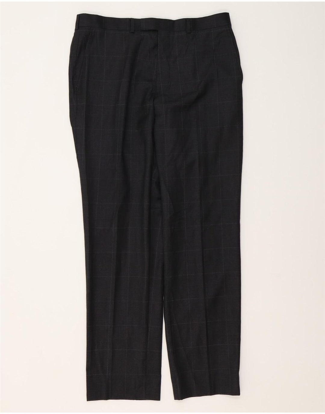 MARKS & SPENCER Pantaloni de costum pentru bărbați, cu tăiere obișnuită, L34 L31, lână cu carouri gri
