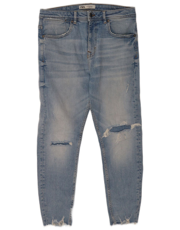 Blugi skinny distressed pentru bărbați Zara EU 40 Medium L31 L24 Bumbac albastru