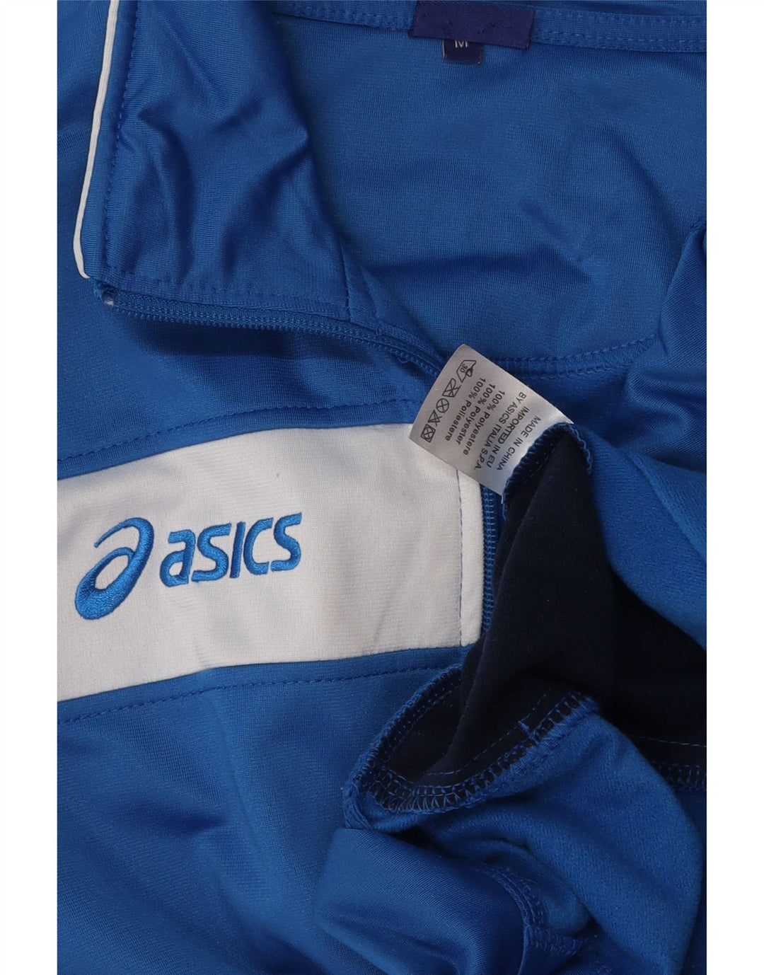 ASICS Mens Graphic Tracksuit Top Jacket Medium Blue Colourblock Polyester