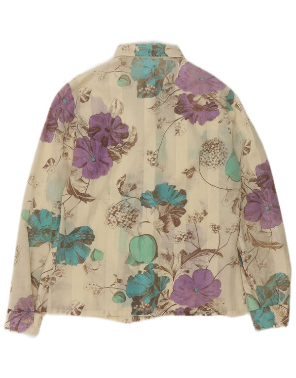 Bluză de cămașă transparentă pentru femei vintage UK 10, multicoloră, florală