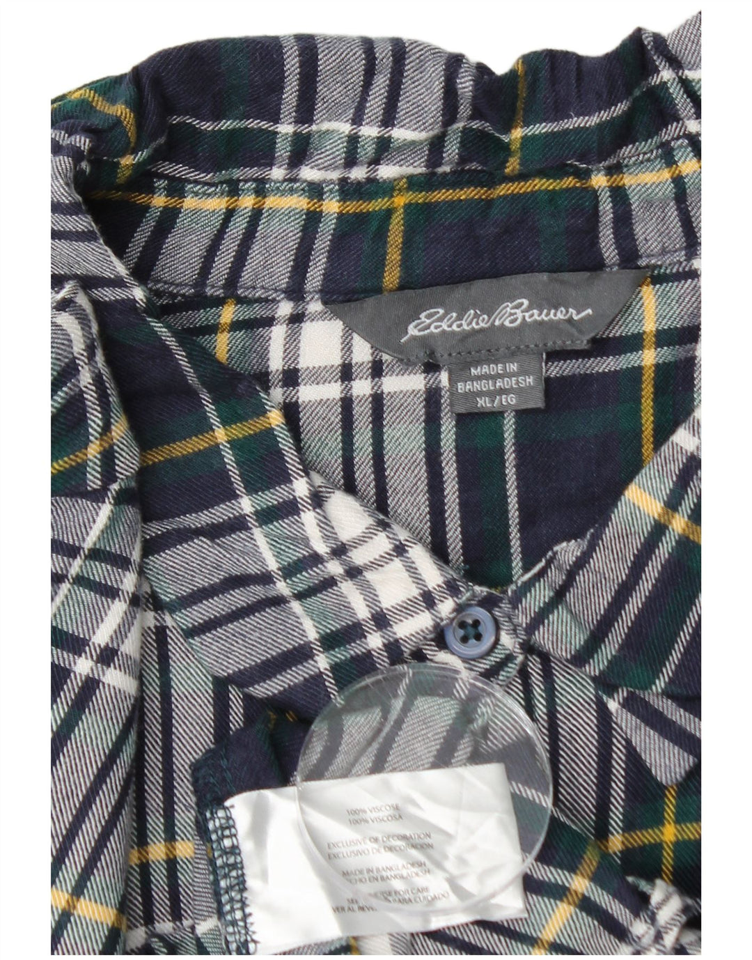 Cămașă de flanel pentru femei EDDIE BAUER UK 18 XL Viscoză cu carouri bleumarin