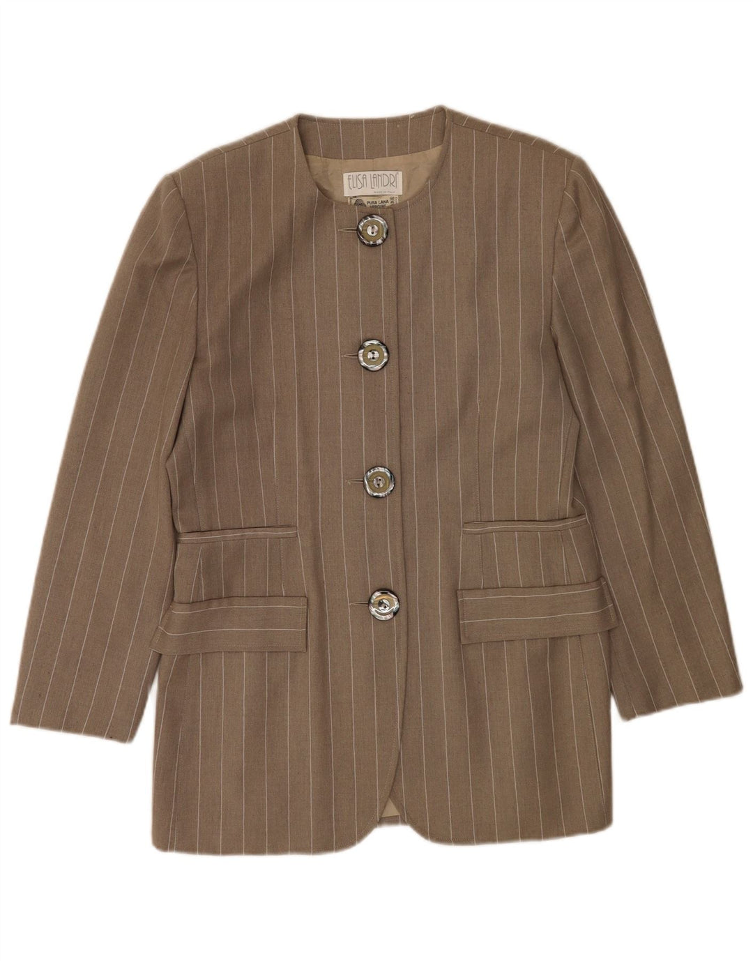 Elisa Landri Jachetă Blazer pentru femei cu 4 nasturi IT 46 mare, gri cu dungi