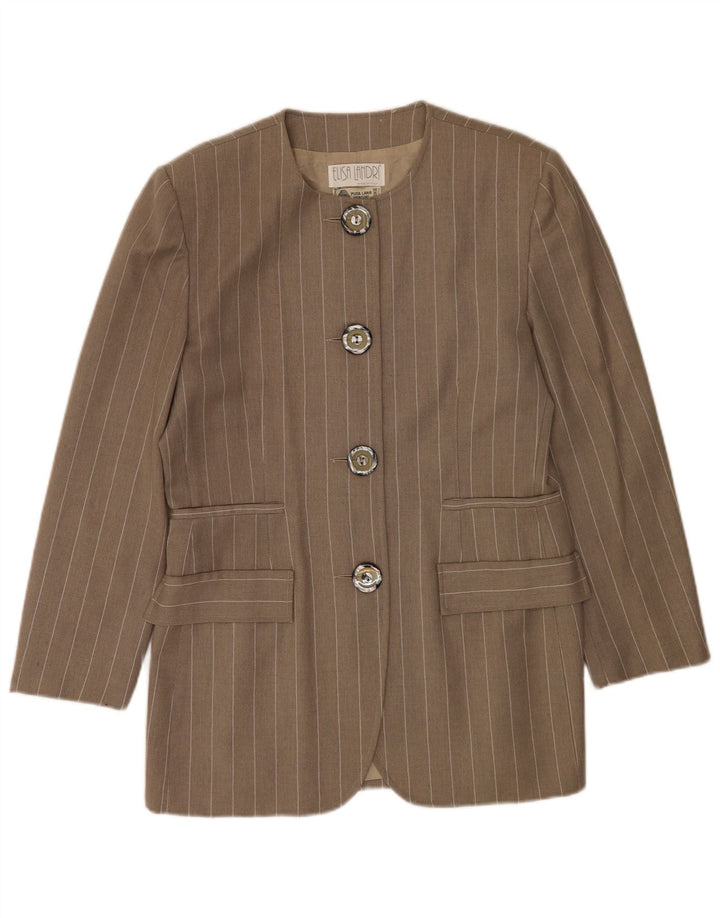 Elisa Landri Jachetă Blazer pentru femei cu 4 nasturi IT 46 mare, gri cu dungi