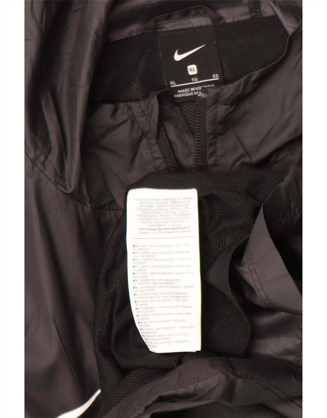 Jachetă de ploaie cu glugă grafică Nike pentru bărbați UK 42 XL poliester negru
