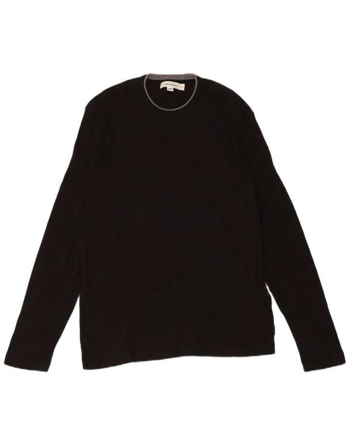 Pulover Calvin Klein pentru bărbați, cu gât crew, bumbac mediu negru