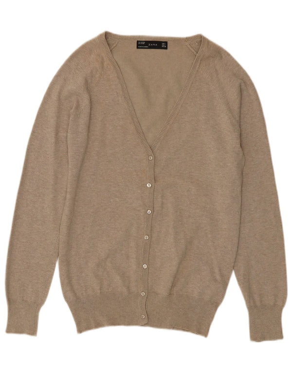 Pulover cardigan pentru femei Zara UK 14 mare, bej, bumbac