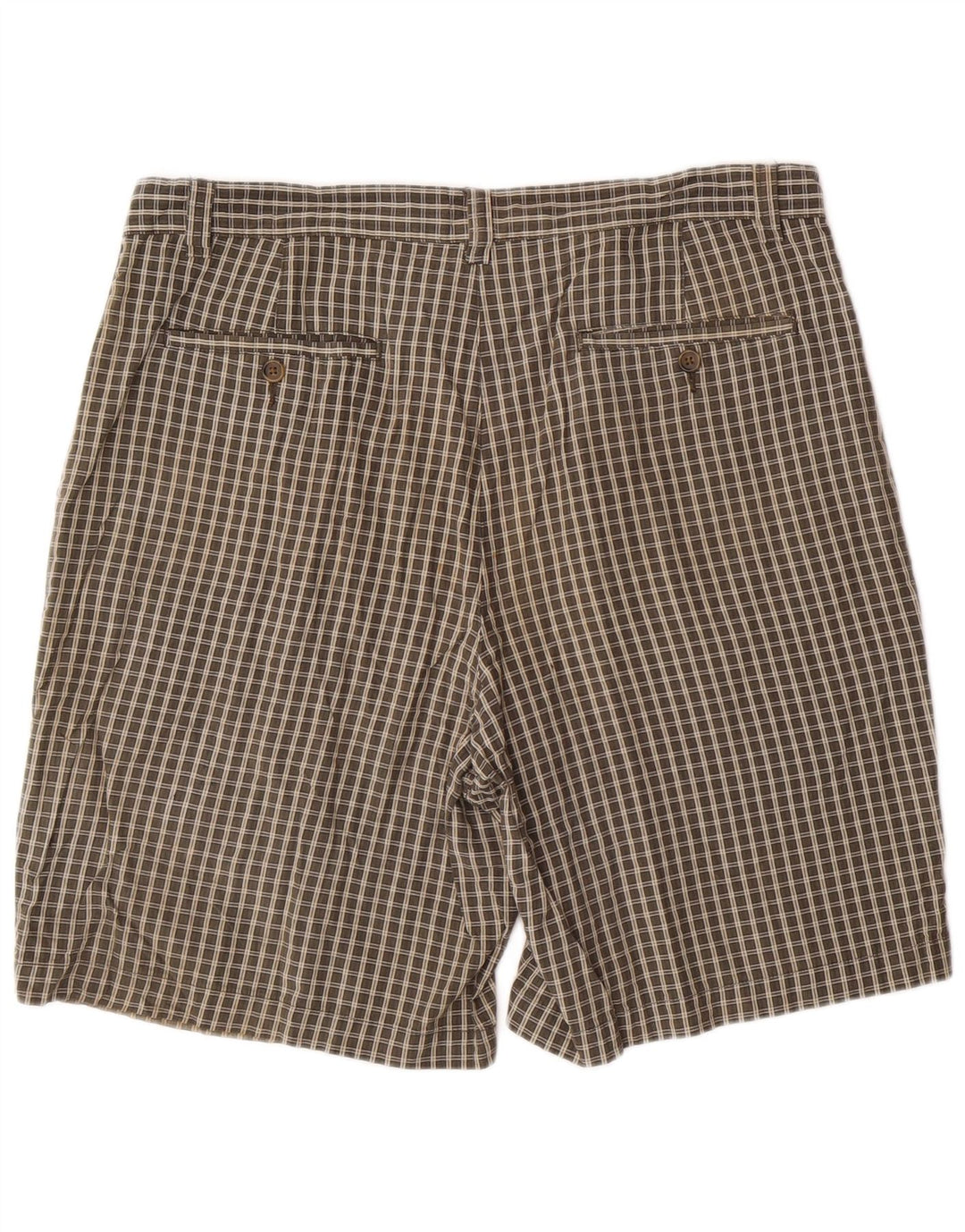 EDDIE BAUER Pantaloni scurți chino pegged pentru bărbați W36, bumbac cu check verde mare