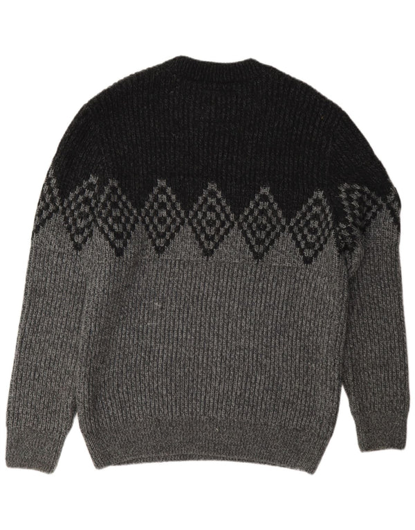Pulover Superdry pentru bărbați cu gât roșu, XL, gri Argyle/Diamond Acrylic