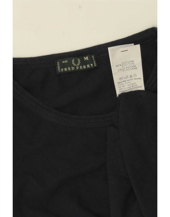 Fred Perry pentru femei Crop Vest Top UK 12 Medium Black Bumbac