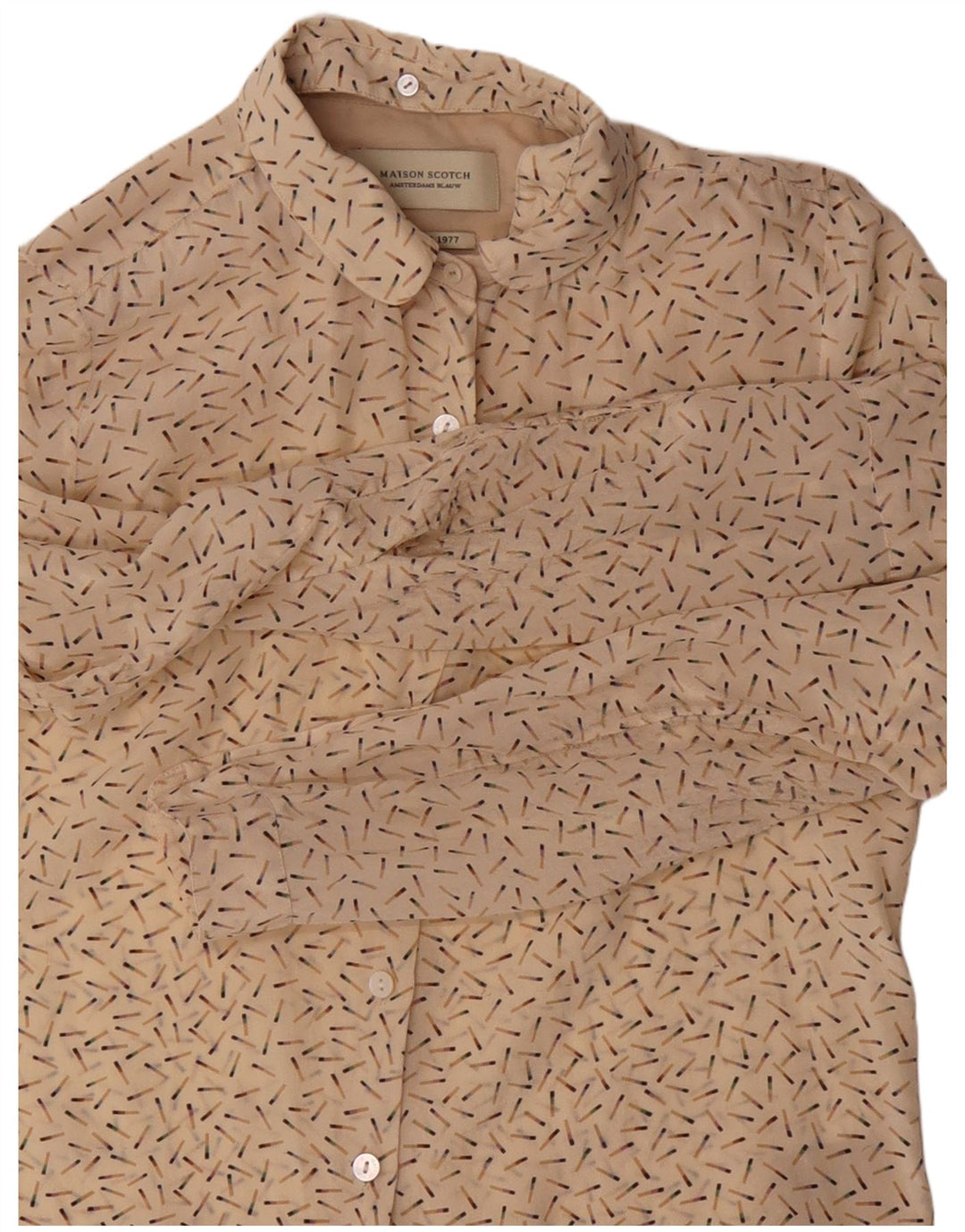 MAISON SCOTCH Womens Abstract Pattern Shirt UK 12 Medium Beige