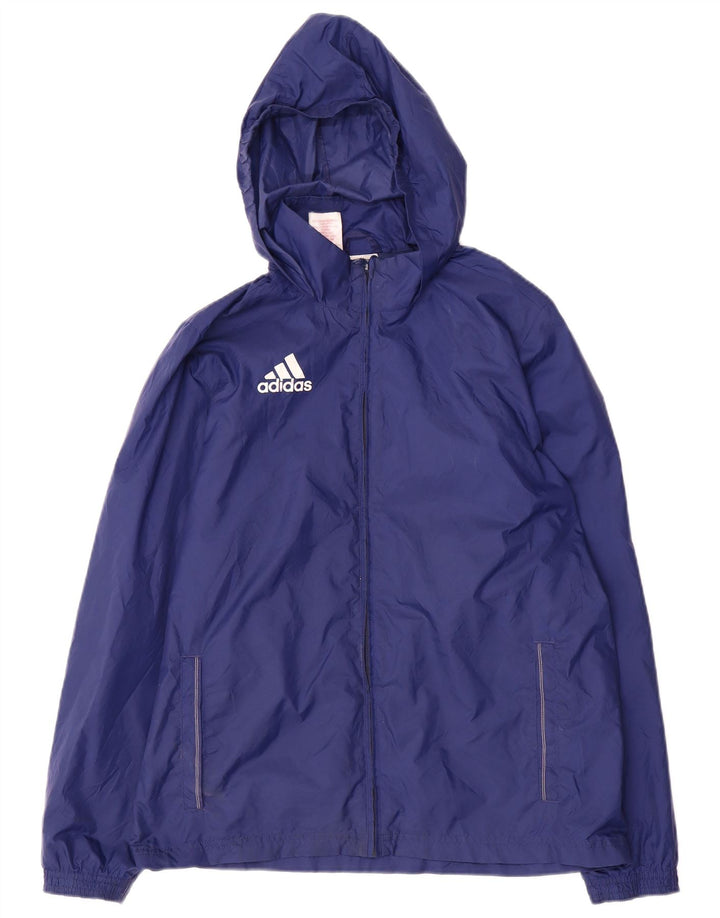 Jachetă de ploaie cu glugă Adidas pentru băieți 13-14 ani poliester bleumarin
