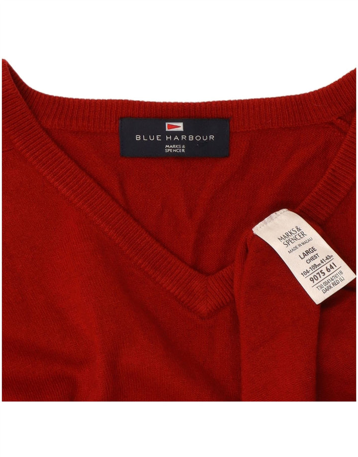 Marks & Spencer Pulover pentru bărbați Blue Harbour cu decolteu în V, mare, roșu acrilic