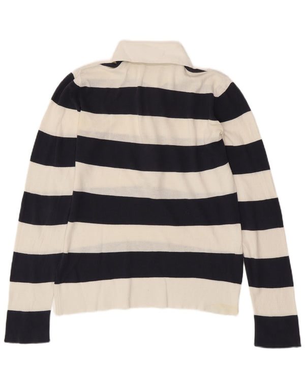 BENETTON Tricou Polo Rugby tricot pentru femei UK 14 Medium White Dunge