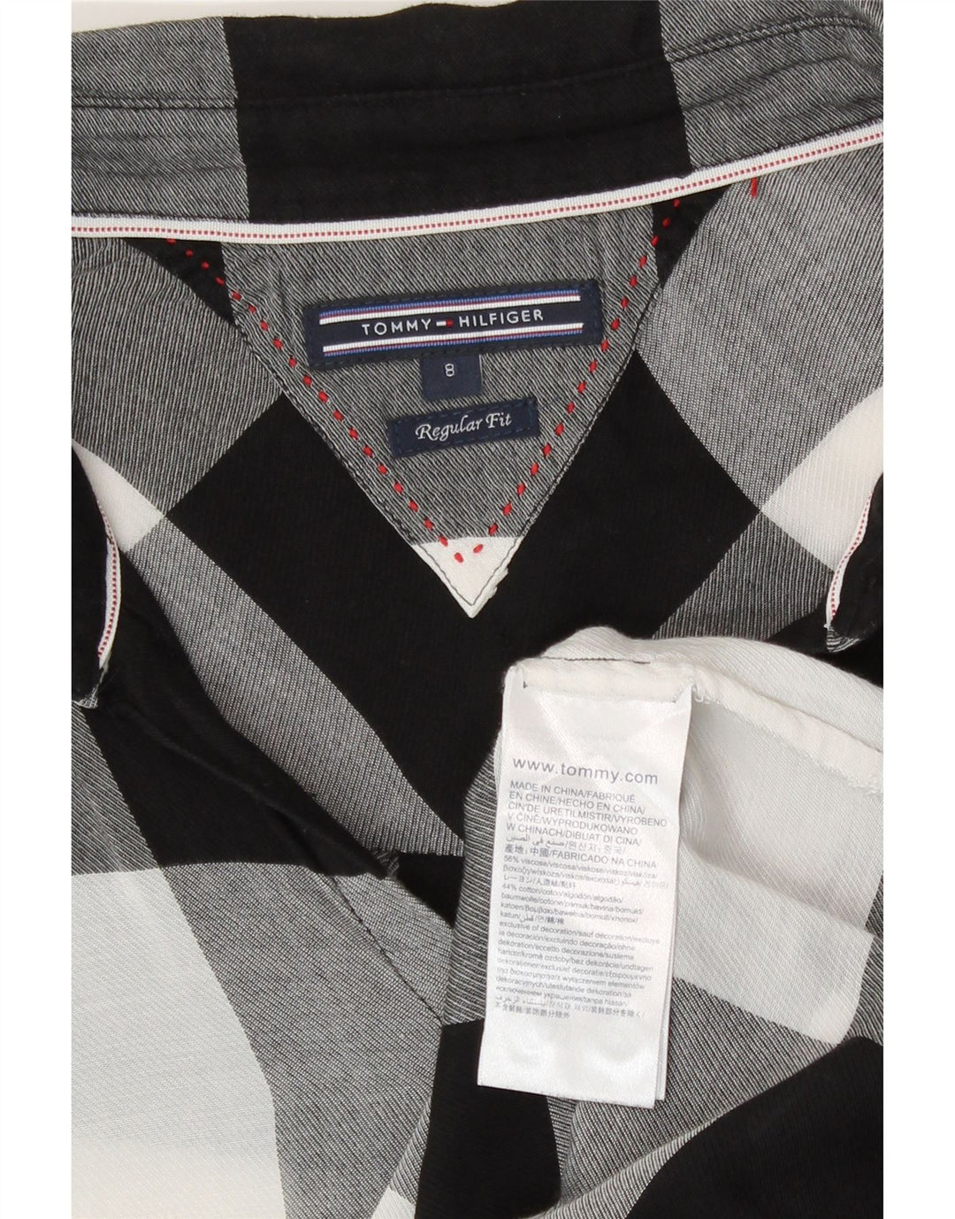 Cămașă pentru femei Tommy Hilfiger, cu tăiere obișnuită, US 8 Medium Black Check Viscose