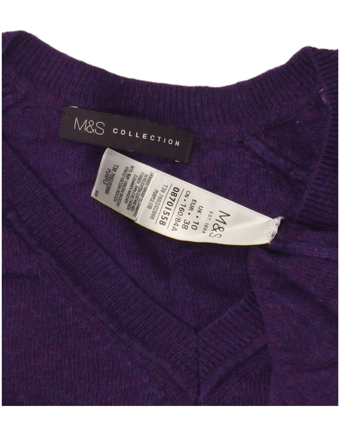 MARKS & SPENCER Pulover supradimensionat pentru femei cu decolteu în V UK 10 Mic violet