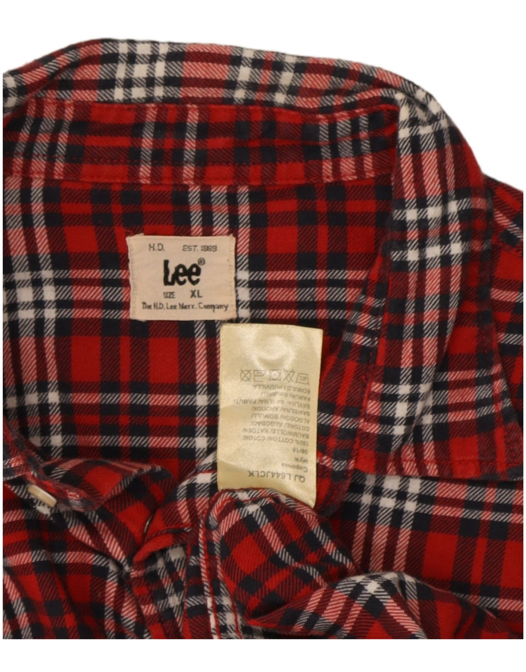 Cămașă de flanel pentru bărbați Lee, bumbac roșu cu carouri XL