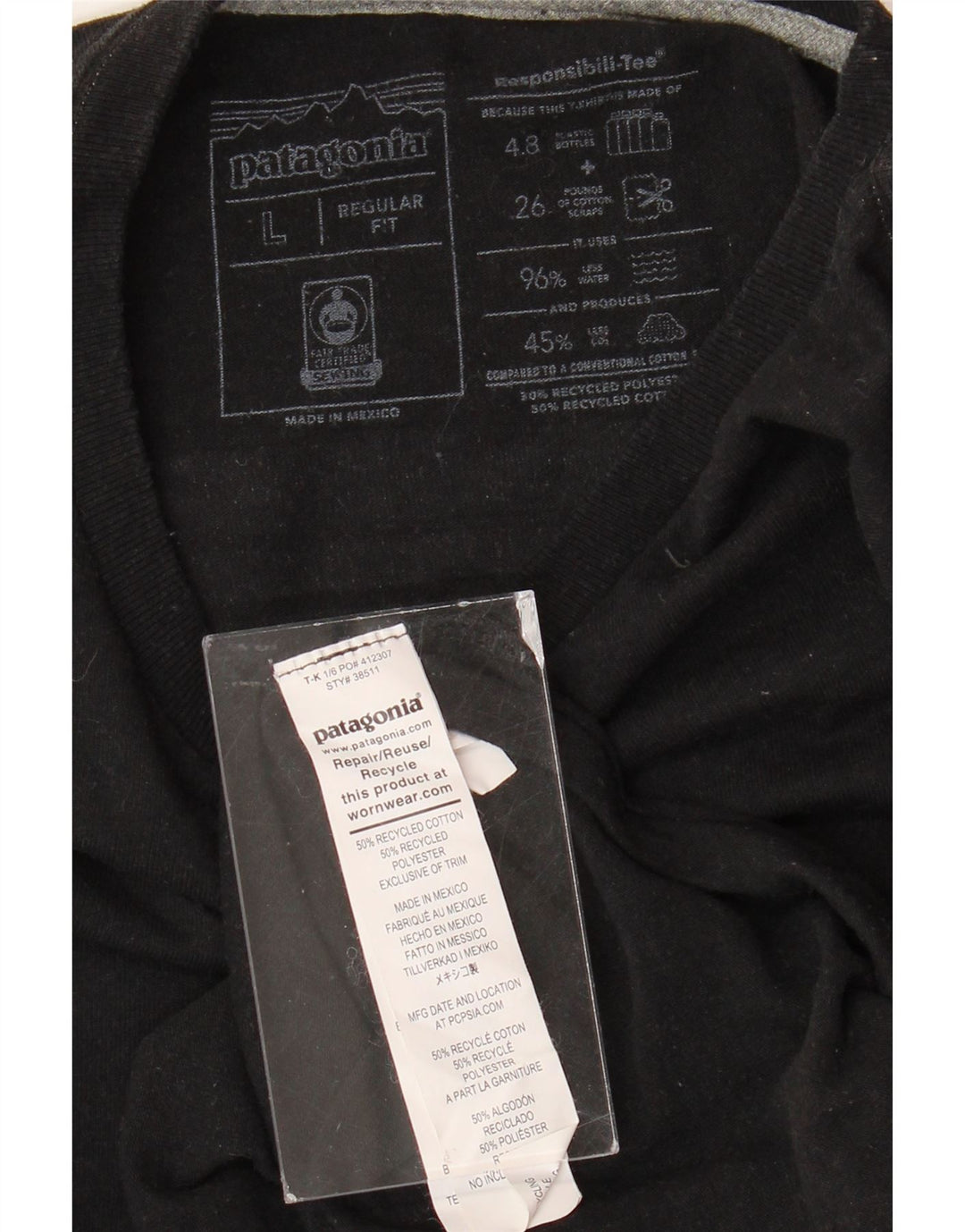 Tricou grafic PATAGONIA pentru bărbați, cu croială obișnuită, mare, negru, bumbac