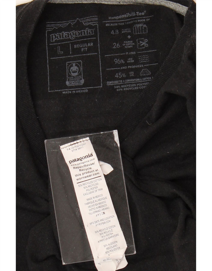 Tricou grafic PATAGONIA pentru bărbați, cu croială obișnuită, mare, negru, bumbac