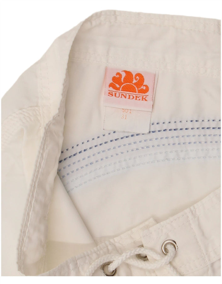 SUNDEK Pantaloni scurți de înot pentru bărbați, nailon cu dungi albe medii