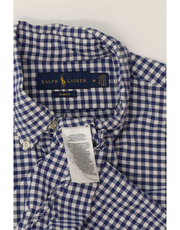 Cămașă pentru bărbați Ralph Lauren, slim fit, din bumbac vichy albastru mediu
