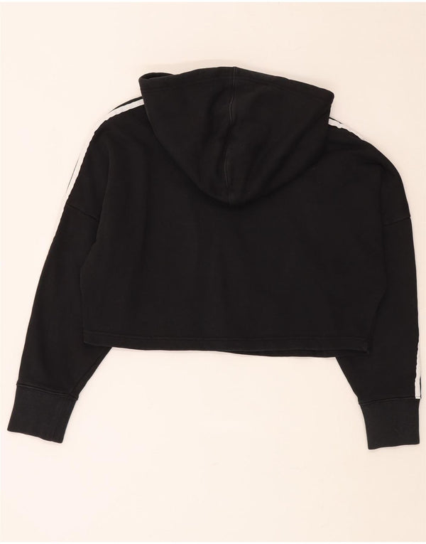 ADIDAS Pulover oversized Crop Hoodie pentru femei UK 6 XS Bumbac negru