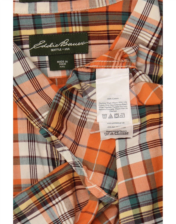 Cămașă cu mânecă scurtă pentru bărbați EDDIE BAUER 2XL bumbac cu carouri portocalii