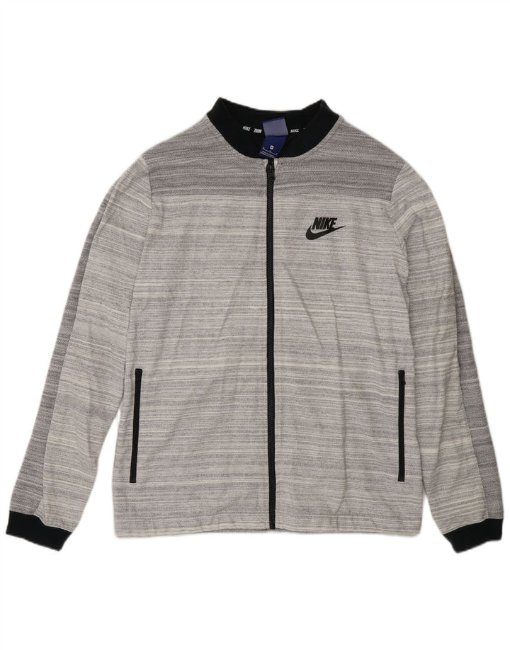 Jachetă de top pentru trening Nike pentru femei, cu formă regulată, din bumbac cu dungi gri mediu