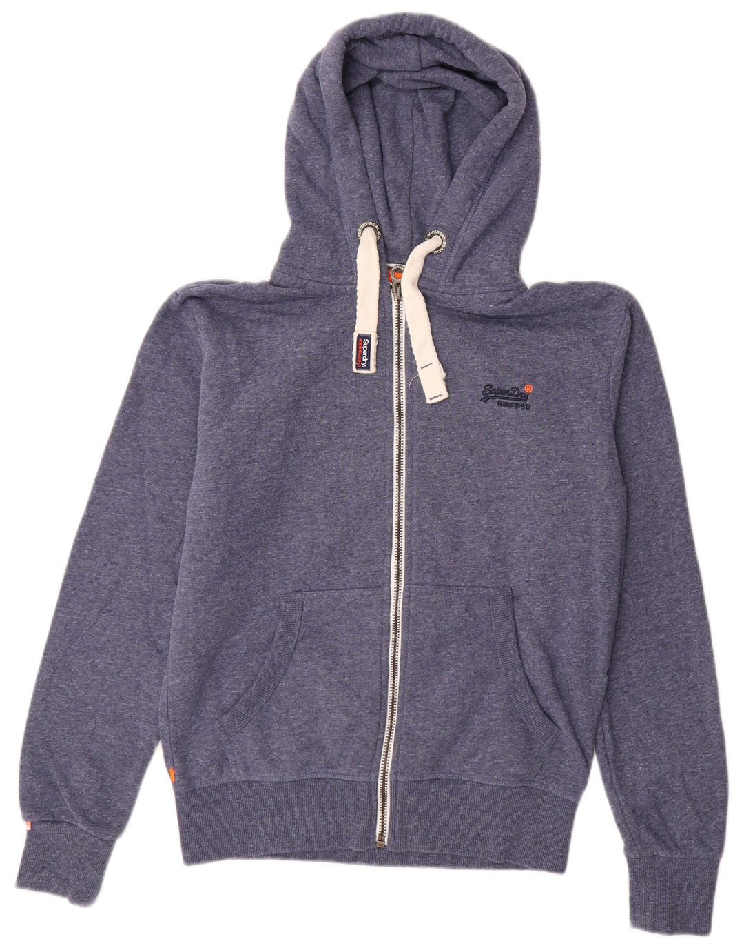 SUPERDRY Pulover cu capota cu fermoar pentru bărbați, bumbac albastru mediu