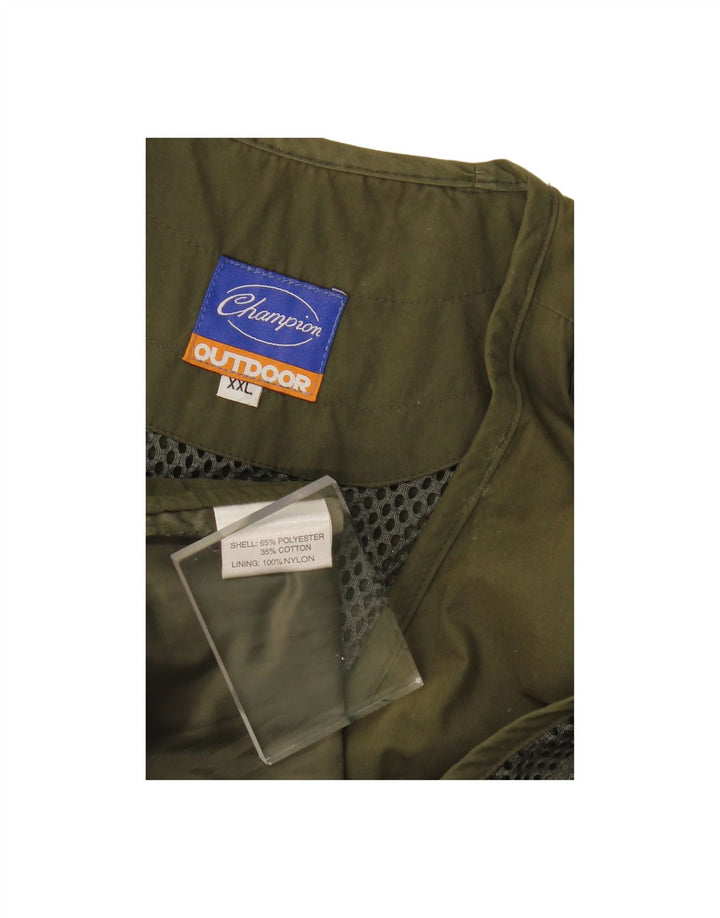 CHAMPION Mens Utility Gilet UK 44 2XL Khaki Polyester