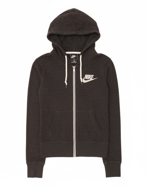 Pulover Nike pentru femei, cu fermoar, cu glugă, UK 6 XS, bumbac cu pete gri