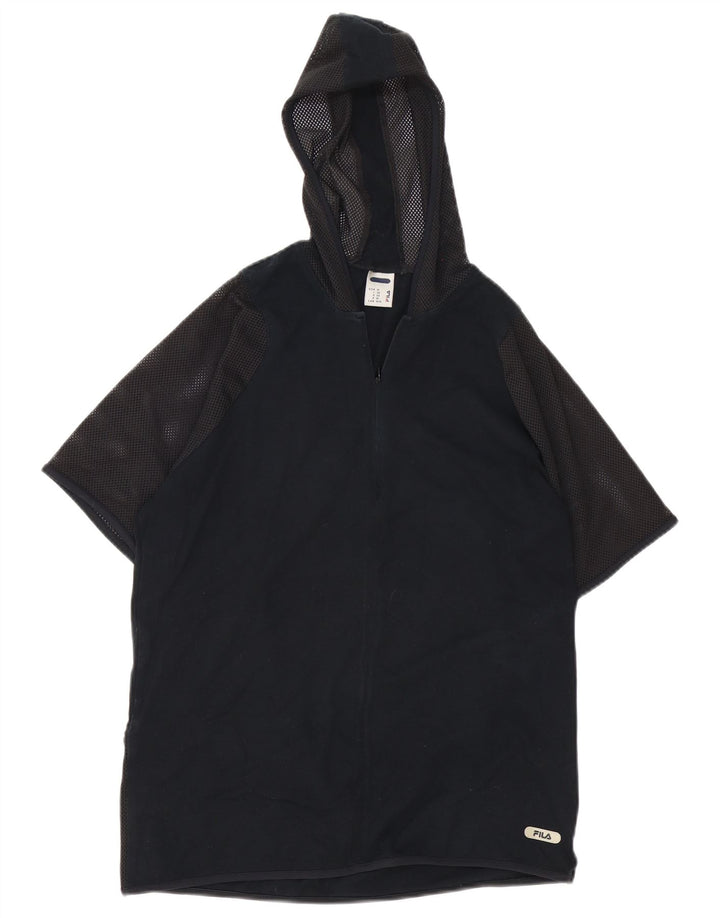 Tricou cu glugă Fila pentru bărbați Top mediu din bumbac negru