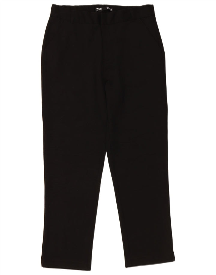 Pantaloni tăiați drepți pentru femei Zara Mediu L30 L25 Poliester negru