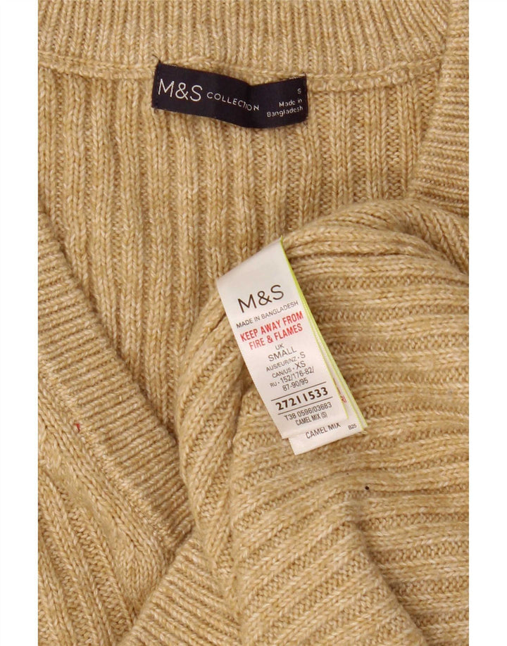 Marks & Spencer Womens Vest Tank Top UK 10 Small Beige Bumbac