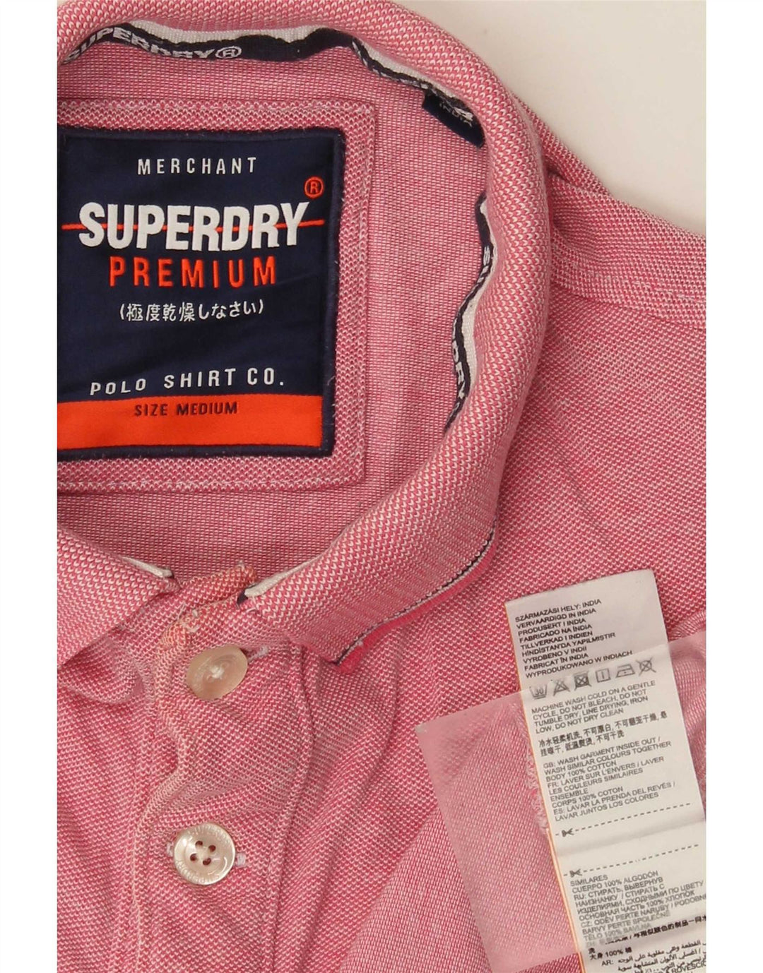 Tricou polo pentru bărbați Superdry, bumbac cu pete roz mediu