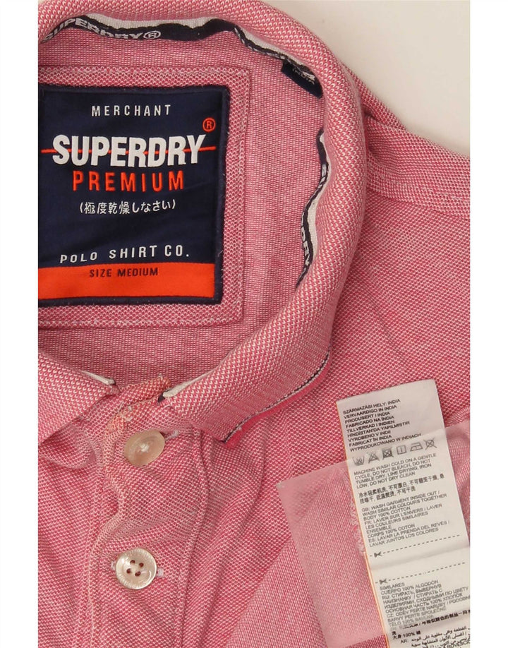 Tricou polo pentru bărbați Superdry, bumbac cu pete roz mediu